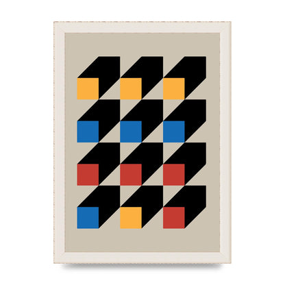 Bauhaus Inspired Block Colour Two Wall Art - A4 framed