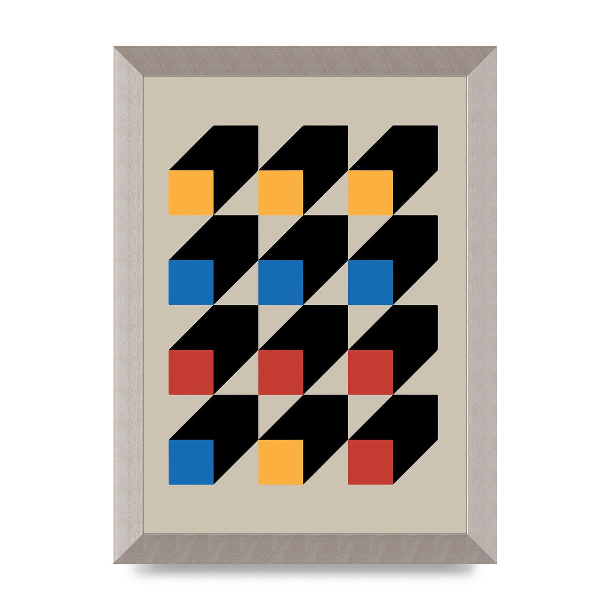 Bauhaus Inspired Block Colour Two Wall Art - A4 framed