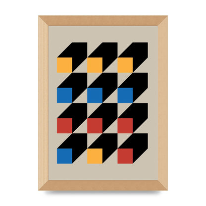 Bauhaus Inspired Block Colour Two Wall Art - A4 framed