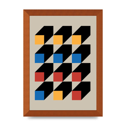 Bauhaus Inspired Block Colour Two Wall Art - A4 framed