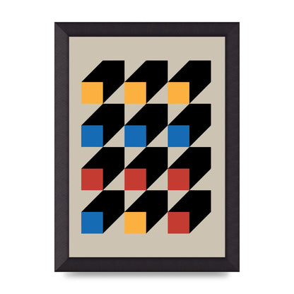Bauhaus Inspired Block Colour Two Wall Art - A4 framed