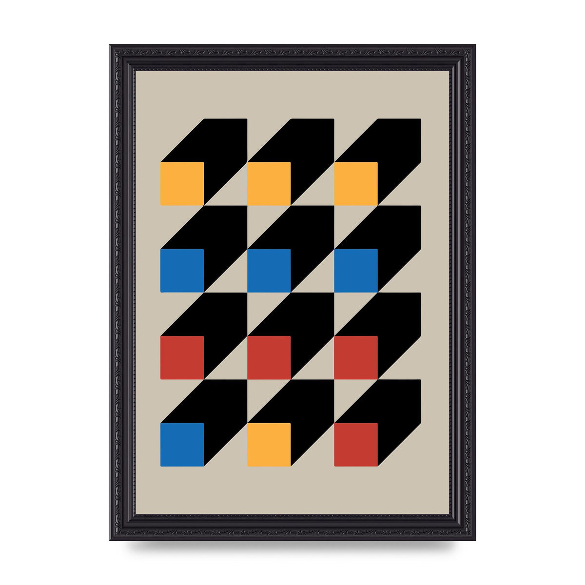 Bauhaus Inspired Block Colour Two Wall Art - A4 framed