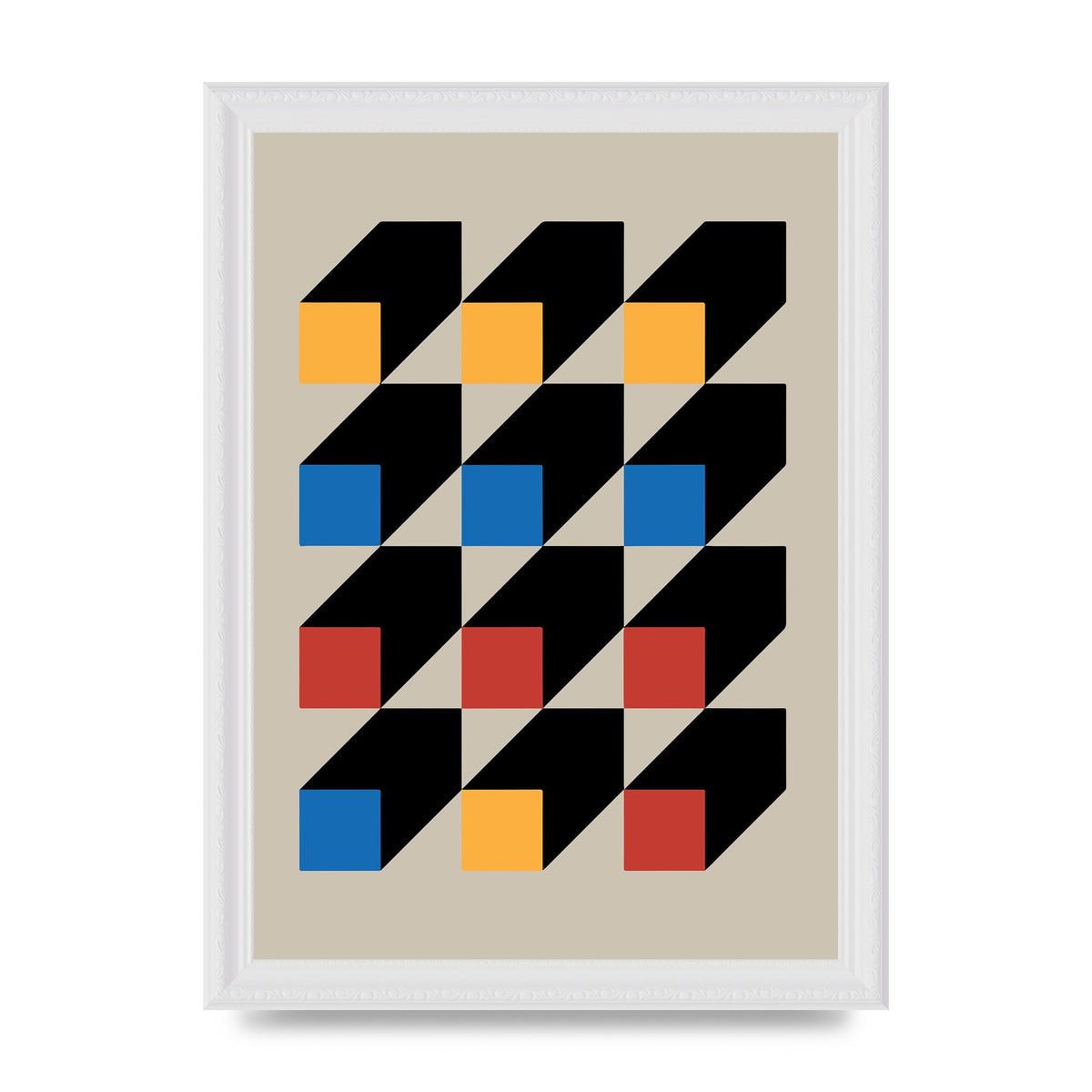 Bauhaus Inspired Block Colour Two Wall Art - A4 framed