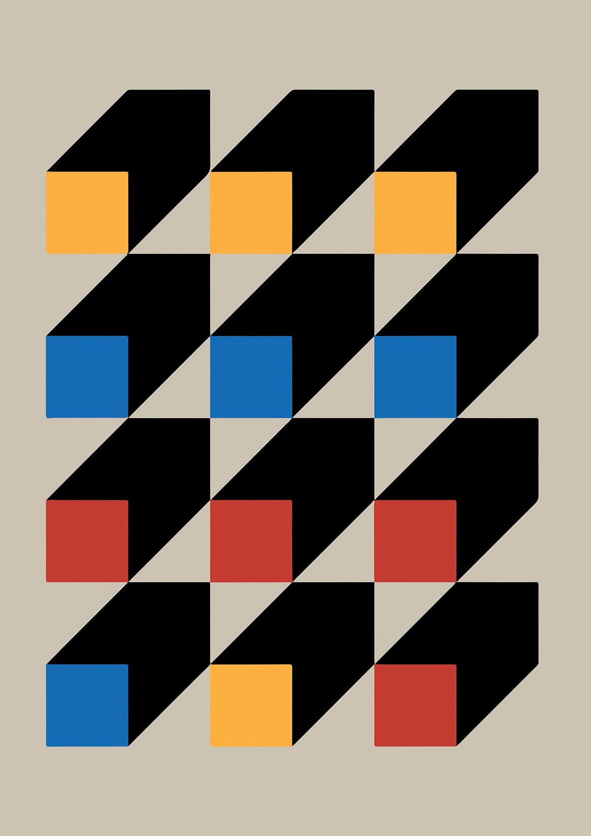Bauhaus Inspired Block Colour Two Wall Art - detail