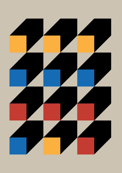 Bauhaus Inspired Block Colour Two Wall Art - detail