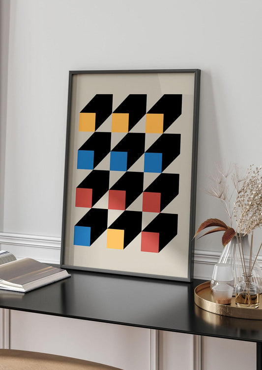Bauhaus Inspired Block Colour Two Wall Art - living room 4