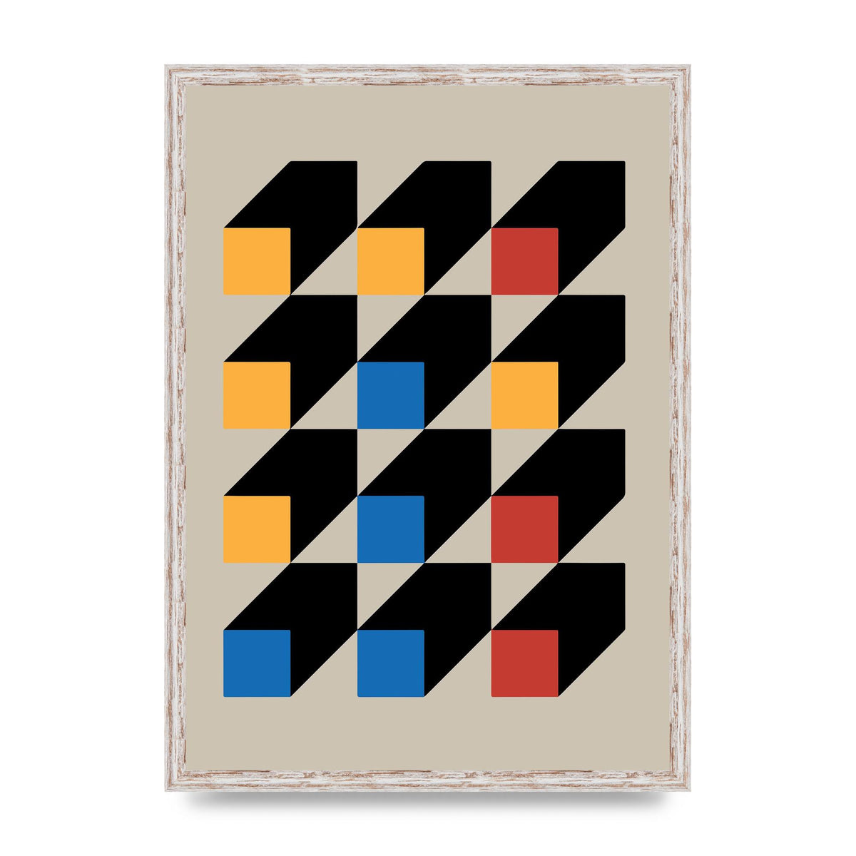 Bauhaus Inspired Block Colour Three Art For The Home - A2 framed