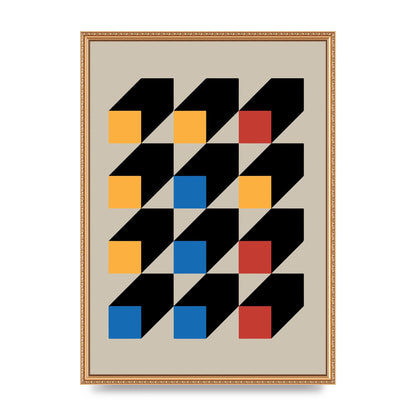Bauhaus Inspired Block Colour Three Art For The Home - A2 framed
