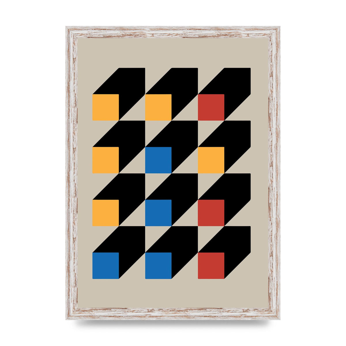 Bauhaus Inspired Block Colour Three Art For The Home - A3 framed
