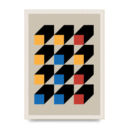 Bauhaus Inspired Block Colour Three Art For The Home - A3 framed