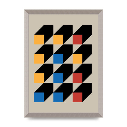 Bauhaus Inspired Block Colour Three Art For The Home - A3 framed