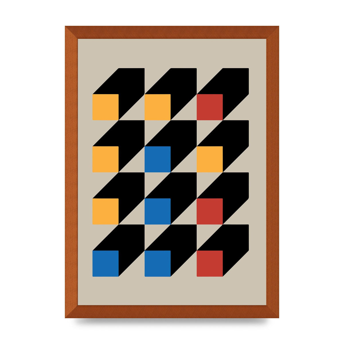 Bauhaus Inspired Block Colour Three Art For The Home - A3 framed