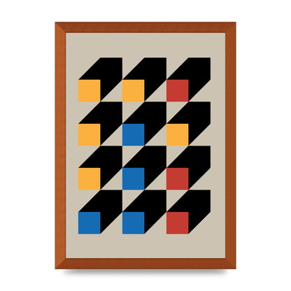 Bauhaus Inspired Block Colour Three Art For The Home - A3 framed
