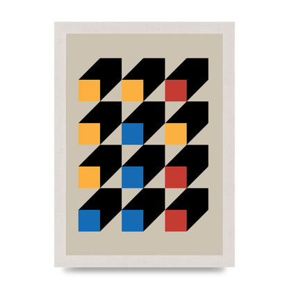 Bauhaus Inspired Block Colour Three Art For The Home - A4 framed