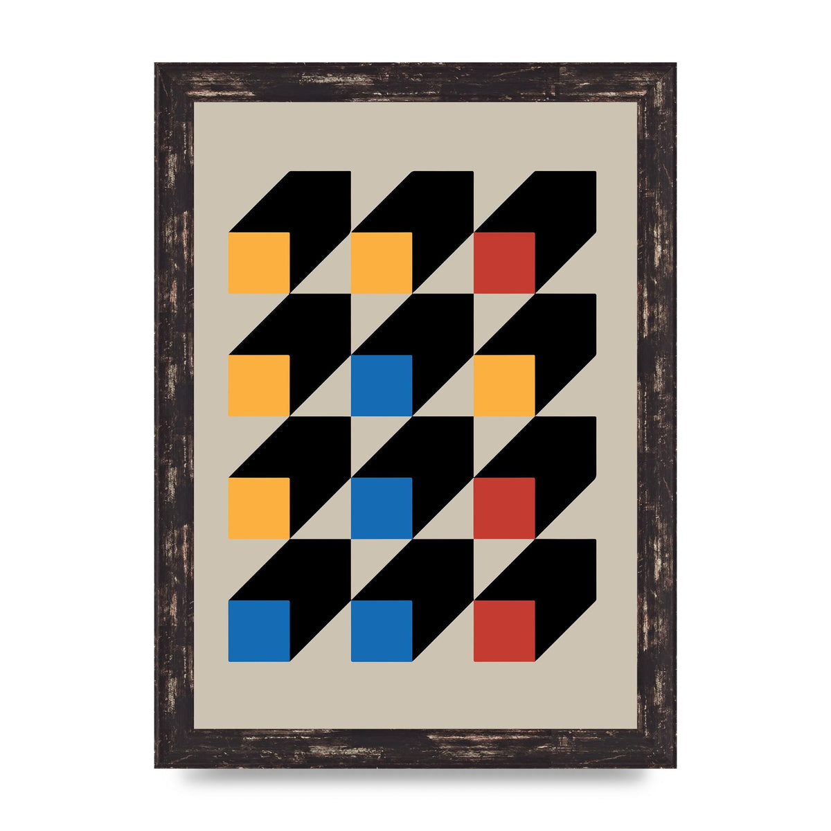 Bauhaus Inspired Block Colour Three Art For The Home - A4 framed