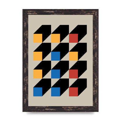 Bauhaus Inspired Block Colour Three Art For The Home - A4 framed