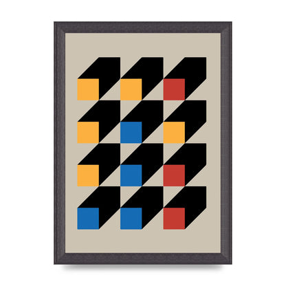 Bauhaus Inspired Block Colour Three Art For The Home - A4 framed