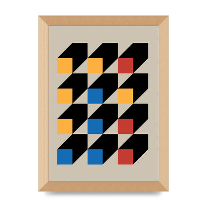 Bauhaus Inspired Block Colour Three Art For The Home - A4 framed