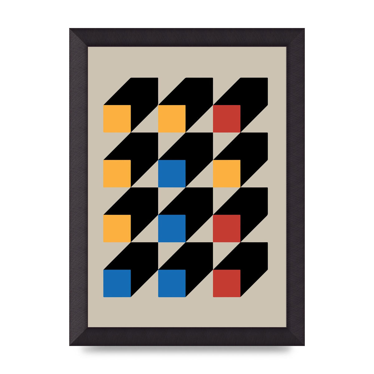Bauhaus Inspired Block Colour Three Art For The Home - A4 framed