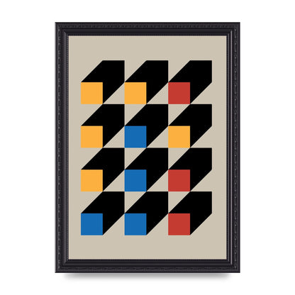 Bauhaus Inspired Block Colour Three Art For The Home - A4 framed
