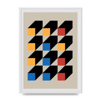 Bauhaus Inspired Block Colour Three Art For The Home - A4 framed
