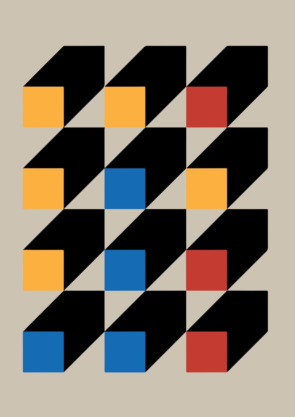 Bauhaus Inspired Block Colour Three Art For The Home - detail