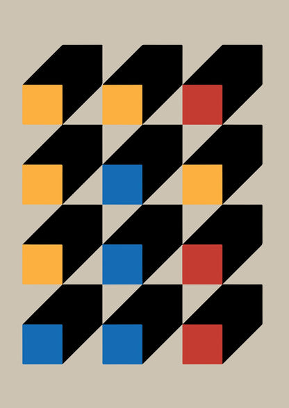 Bauhaus Inspired Block Colour Three Art For The Home - detail
