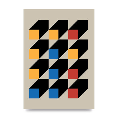 Bauhaus Inspired Block Colour Three Art For The Home - unframed print