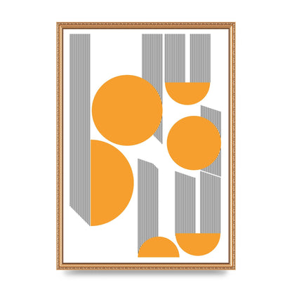 Abstract Line Disc Mustard Printed Poster - A2 framed