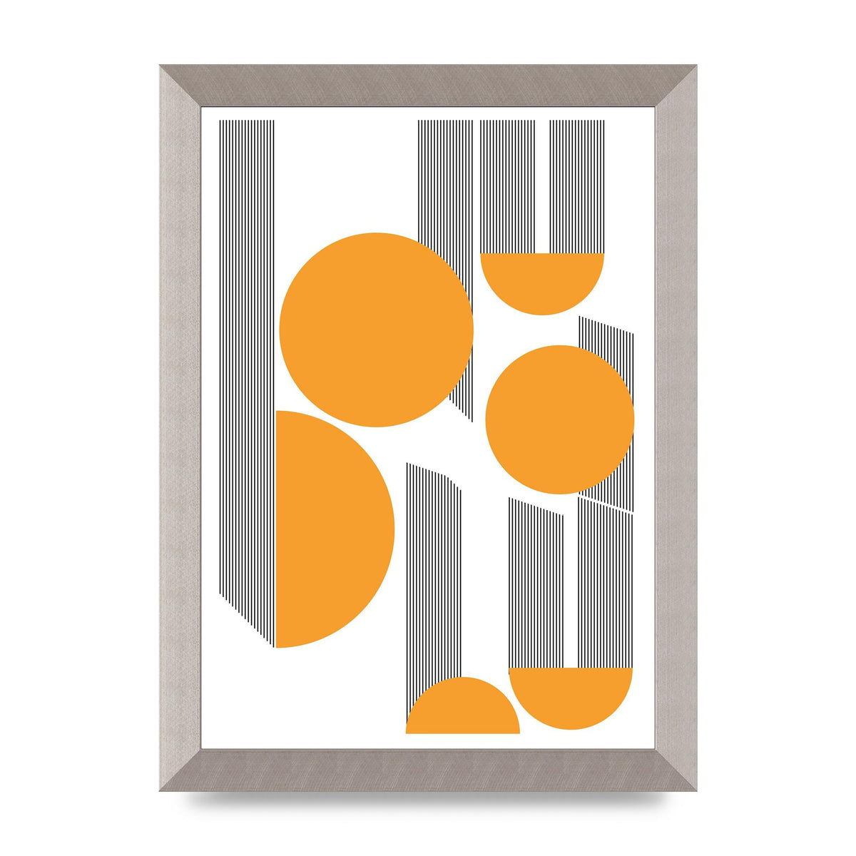 Abstract Line Disc Mustard Printed Poster - A4 framed