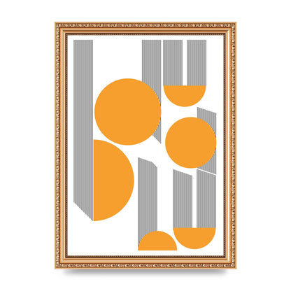 Abstract Line Disc Mustard Printed Poster - A4 framed