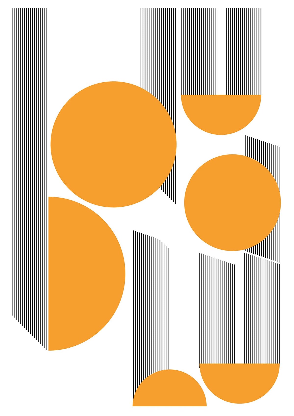 Abstract Line Disc Mustard Printed Poster - detail