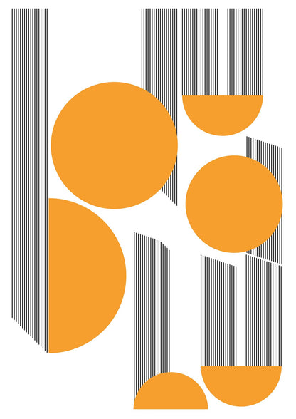 Abstract Line Disc Mustard Printed Poster - detail