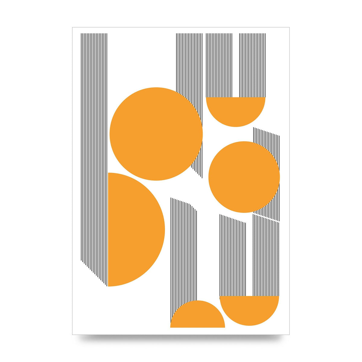 Abstract Line Disc Mustard Printed Poster - unframed print