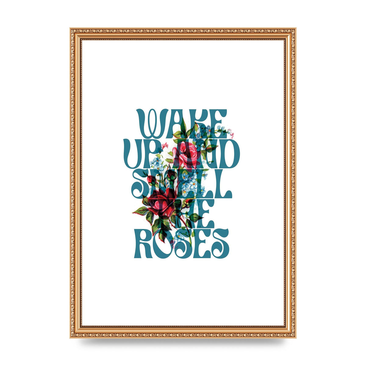 Wake Up And Smell The Roses Flower" Wall Art - A3 framed