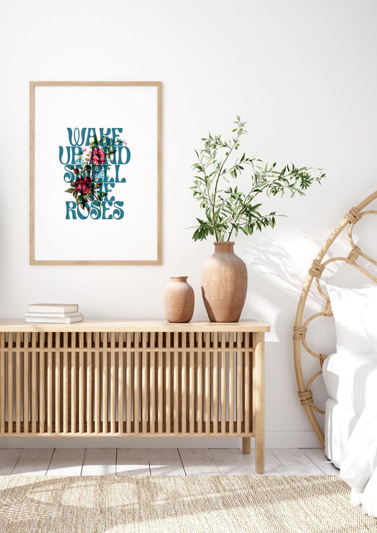 Wake Up And Smell The Roses Flower" Wall Art - bedroom 3