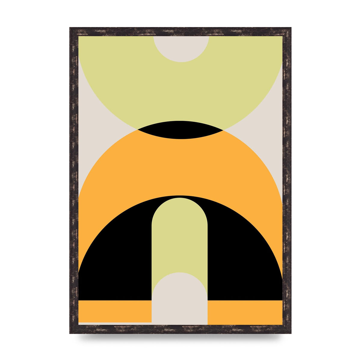 Graphic Arch Yellow Six Printed Poster - A2 framed