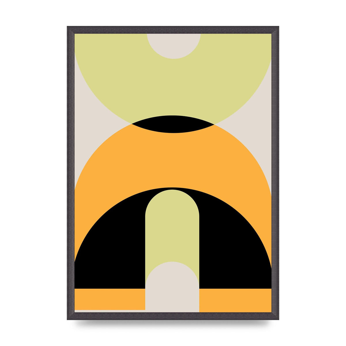 Graphic Arch Yellow Six Printed Poster - A2 framed