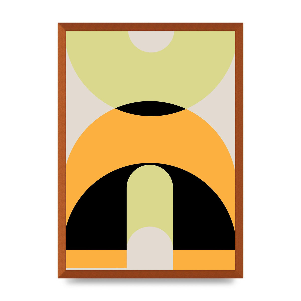 Graphic Arch Yellow Six Printed Poster - A2 framed