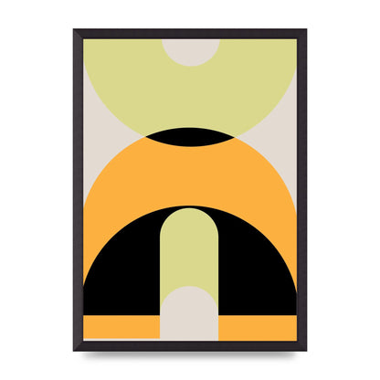 Graphic Arch Yellow Six Printed Poster - A2 framed