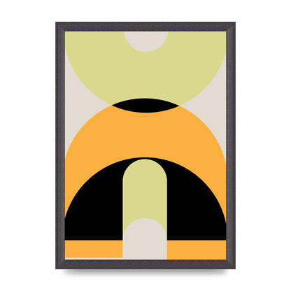 Graphic Arch Yellow Six Printed Poster - A3 framed