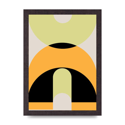 Graphic Arch Yellow Six Printed Poster - A4 framed