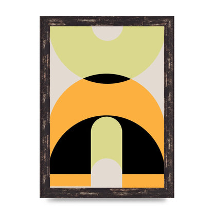Graphic Arch Yellow Six Printed Poster - A4 framed