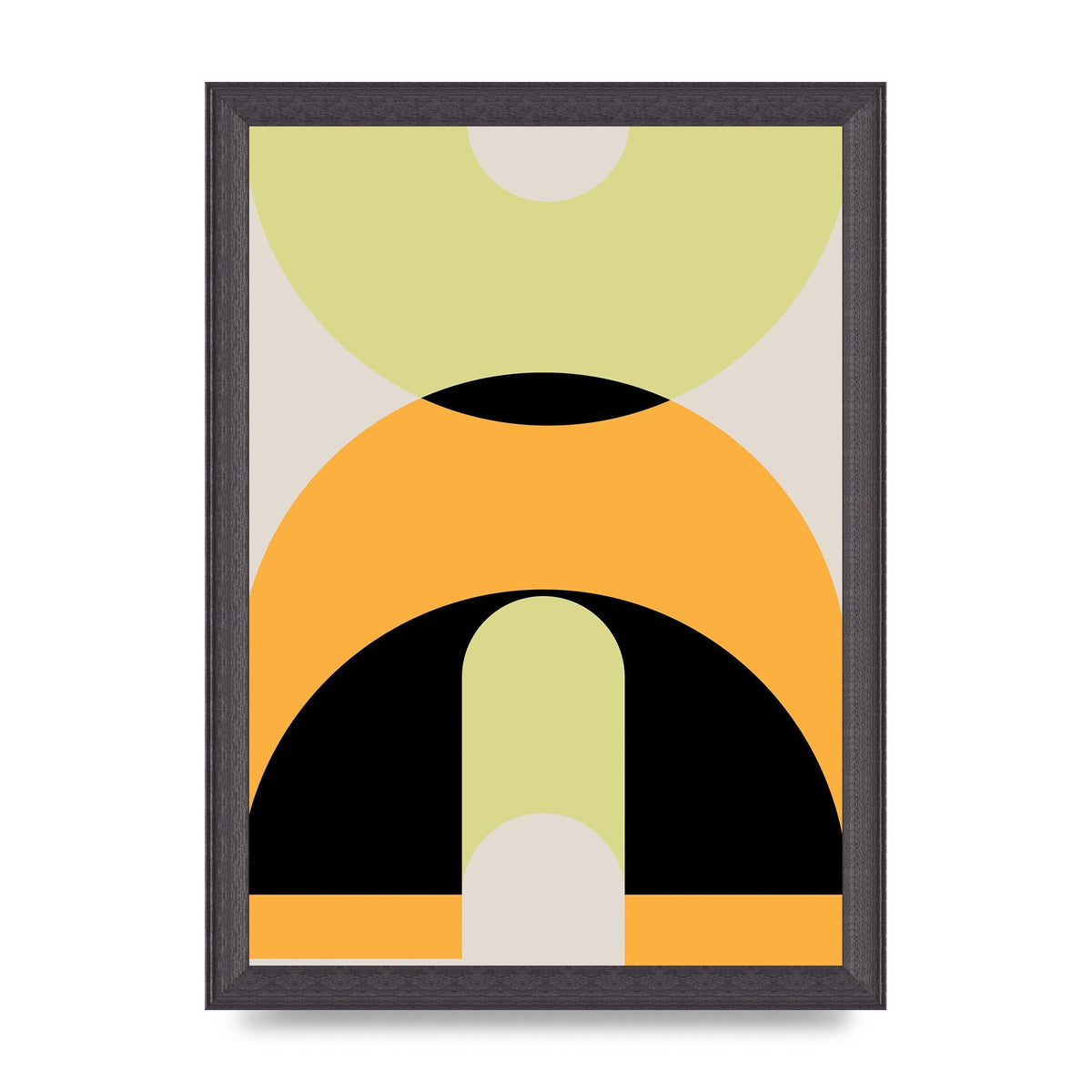 Graphic Arch Yellow Six Printed Poster - A4 framed
