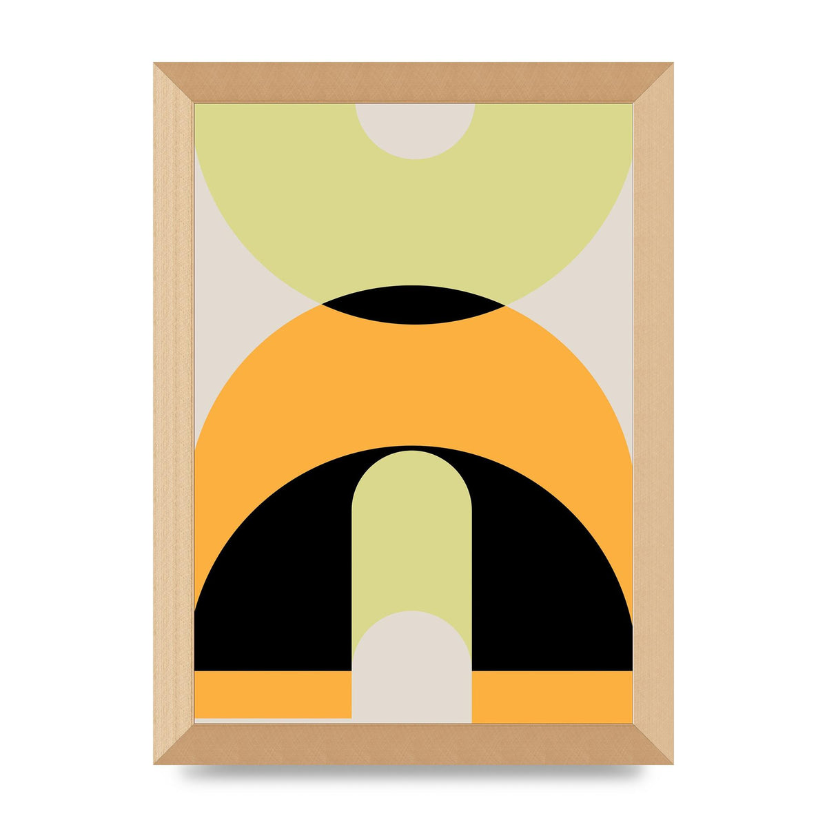 Graphic Arch Yellow Six Printed Poster - A4 framed