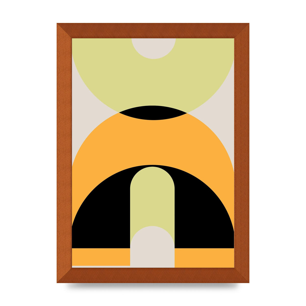 Graphic Arch Yellow Six Printed Poster - A4 framed