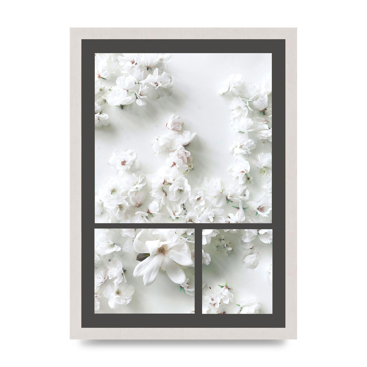 Grey Flower Wall Art - A3 framed