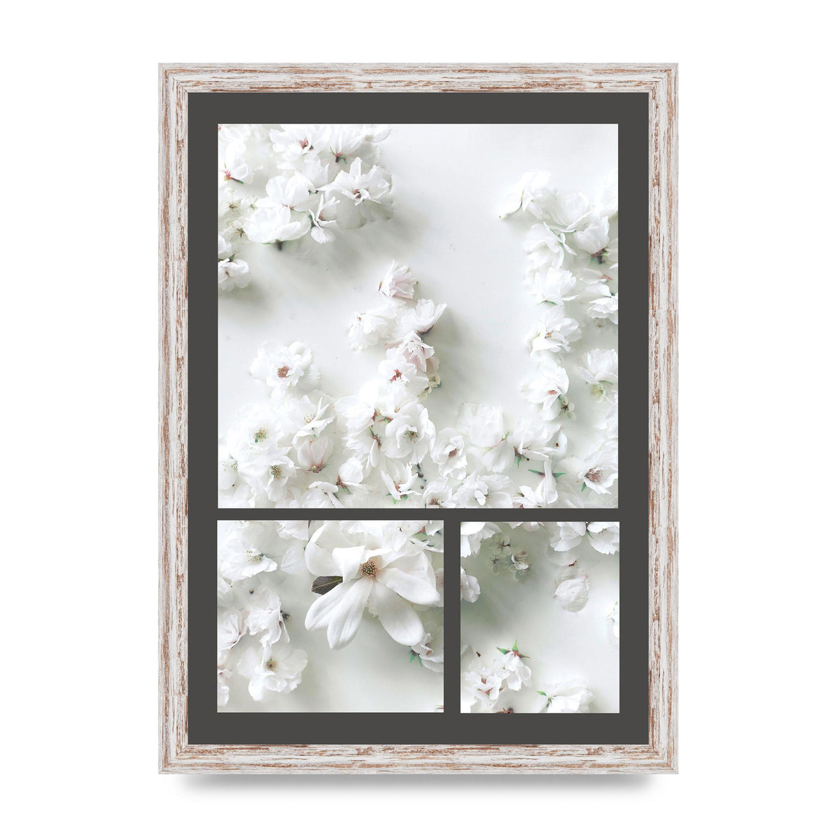 Grey Flower Wall Art - A3 framed