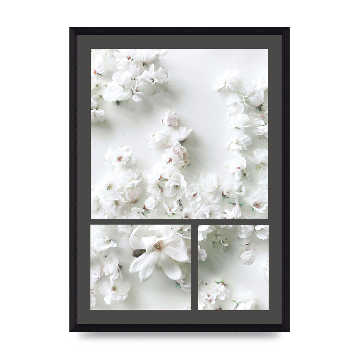 Grey Flower Wall Art - A3 framed