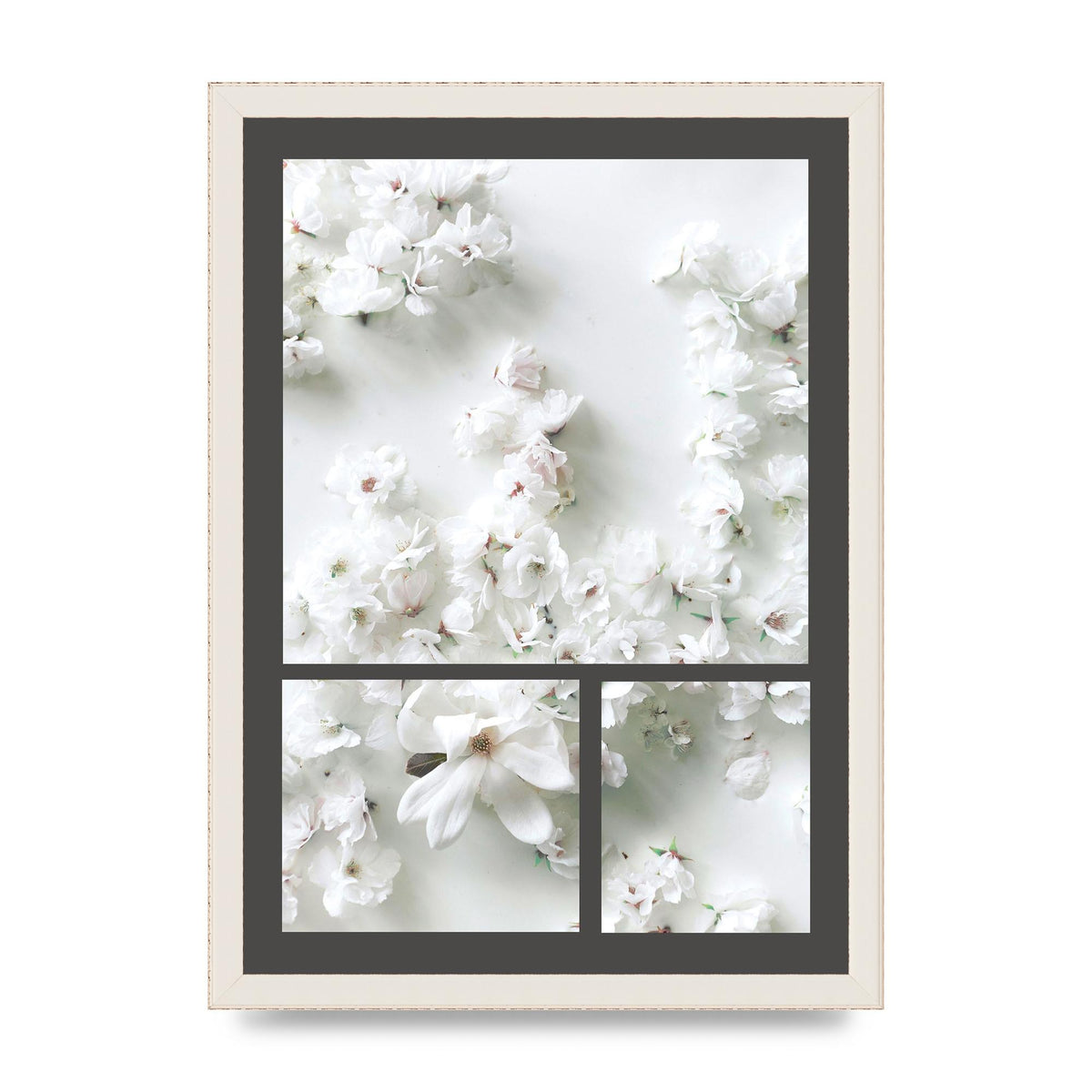 Grey Flower Wall Art - A3 framed